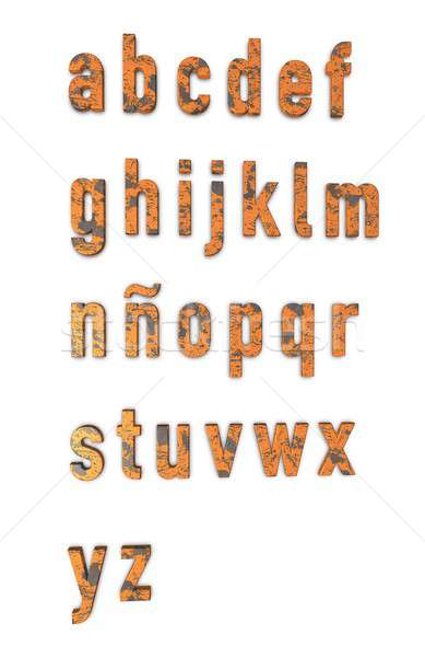 Alfabe beyaz harfler sipariş rustik Stok fotoğraf © asturianu