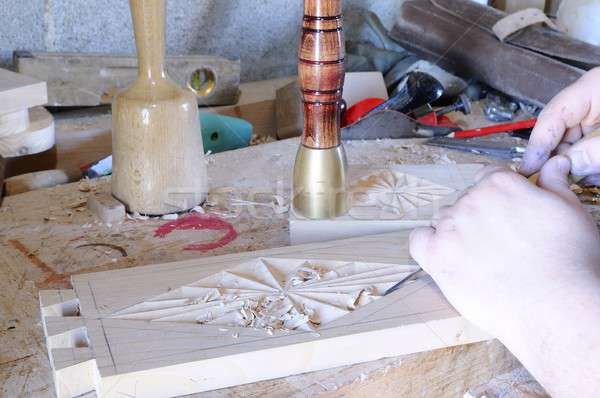 Madeira ferramentas trabalhando carpinteiro homem mobiliário Foto stock © asturianu