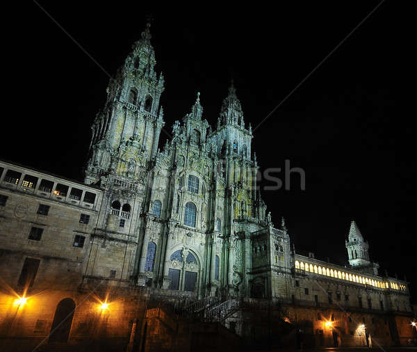 собора Сантьяго ночь Галиции Испания дороги Сток-фото © asturianu