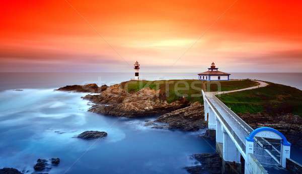 Ver ilha pôr do sol idílico Espanha vermelho Foto stock © asturianu