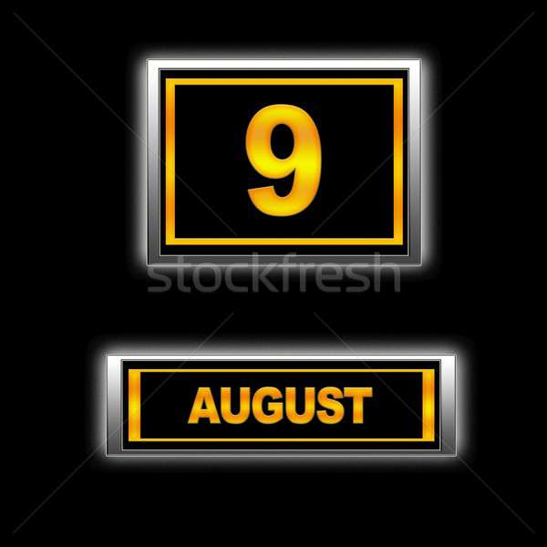Augusztus illusztráció naptár oktatás fekete új Stock fotó © asturianu