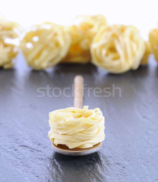 Foto d'archivio: Tagliatelle · cucchiaio · tavolo · da · cucina · pasta · cottura · cuoco