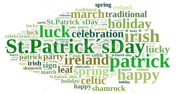 Jour de St Patrick illustration nuage de mots printemps design feuille [[stock_photo]] © asturianu