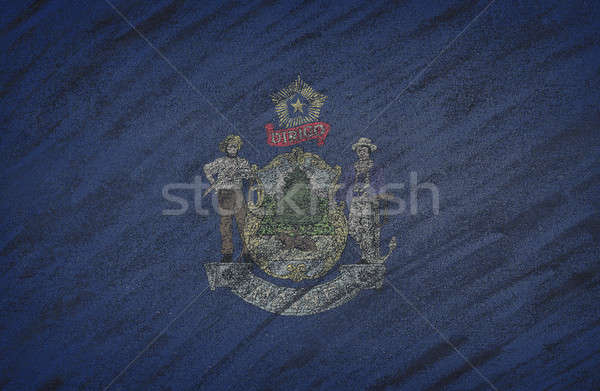Maine flag painted with colored chalk on a blackboard.  Stock photo © asturianu
