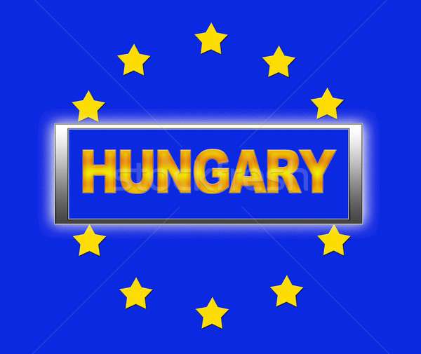 Ungaria cuvant pavilion Europa semna albastru Imagine de stoc © asturianu
