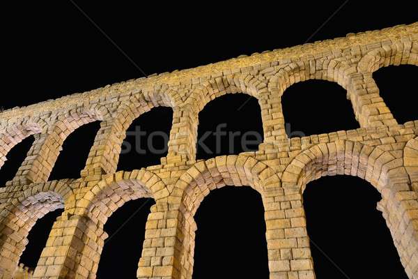 Night view of aqueduct of Segovia, Spain. Stock photo © asturianu