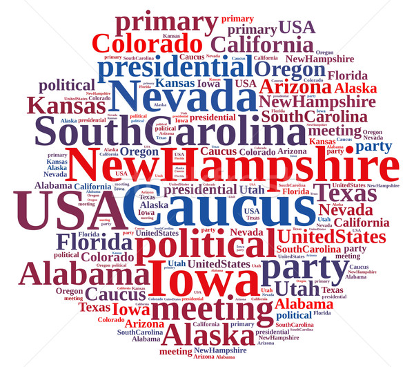Stock photo: Word cloud on the Caucus in the US.
