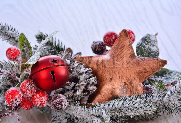 Stock photo: Bronze star in fir tree branch with berries