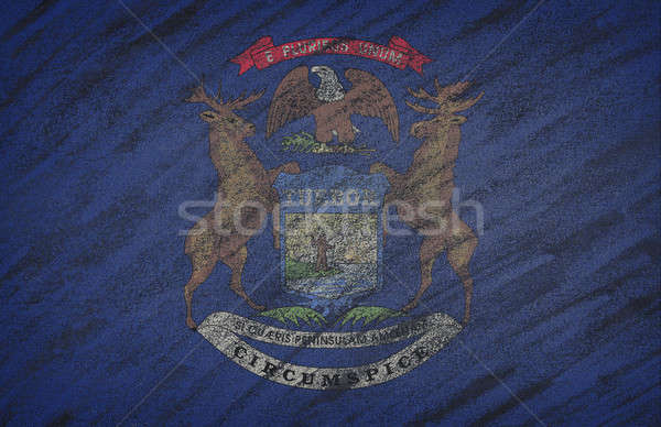 Michigan Flagge gemalt Kreide Tafel Stock foto © asturianu