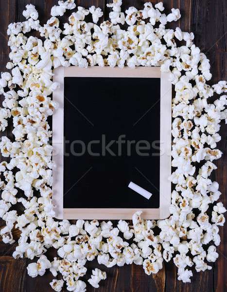 Popcorn Tafel Holztisch Essen Film Kino Stock foto © asturianu