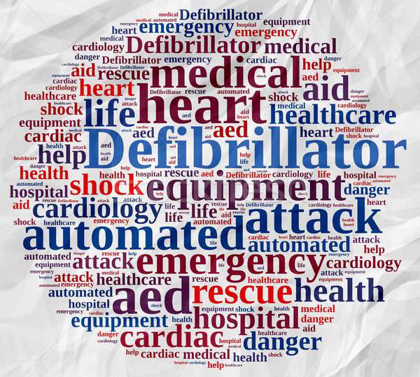 Wort-Wolke Defibrillator Illustration medizinischen Herz Gesundheit Stock foto © asturianu