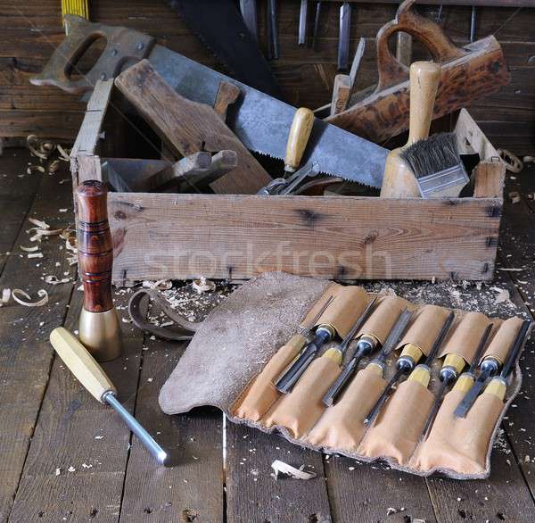 Different tools on wooden floor Stock photo © asturianu