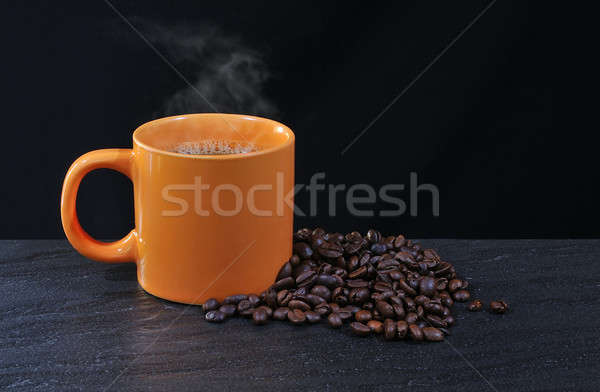 Taza de café café granos de café alimentos madera beber Foto stock © asturianu