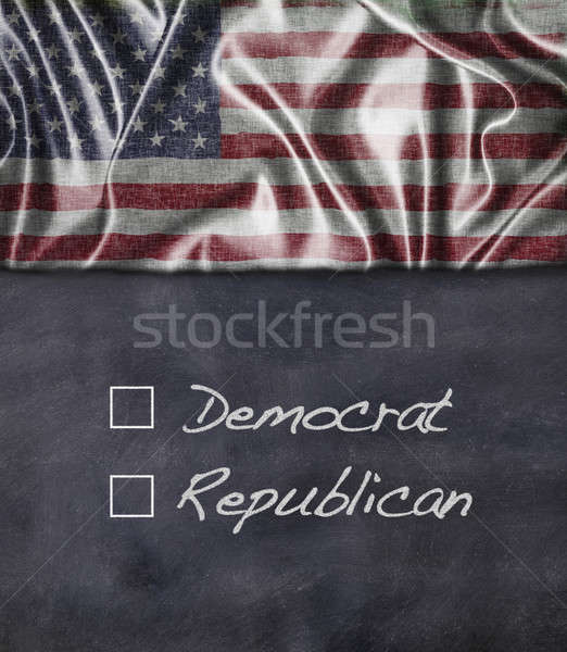 Zdjęcia stock: Demokrata · republikański · podpisania · vintage · amerykańską · flagę · niebieski