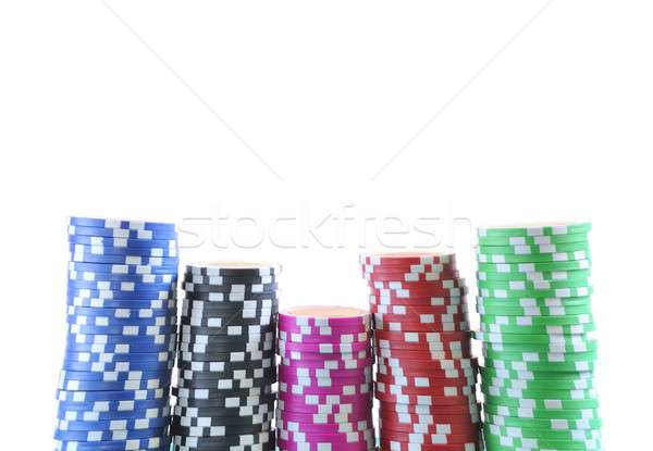 Stockfoto: Poker · chips · geïsoleerd · witte · achtergrond · groep · casino
