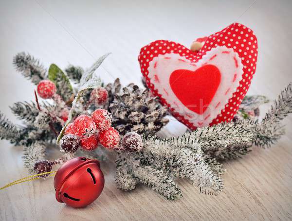 Noel dekorasyon tablo hayat top kalp Stok fotoğraf © asturianu