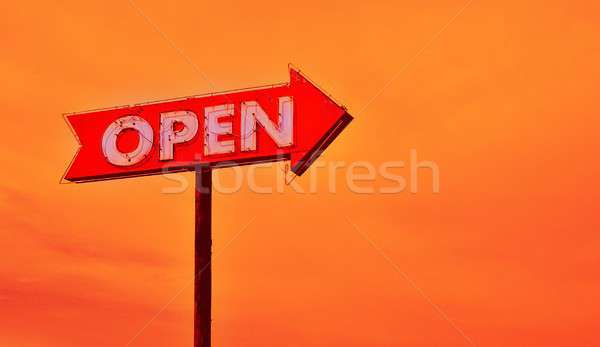 Open neon sign at sunset. Stock photo © asturianu