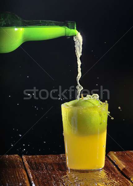 Cider appel vruchten achtergrond bar fles Stockfoto © asturianu