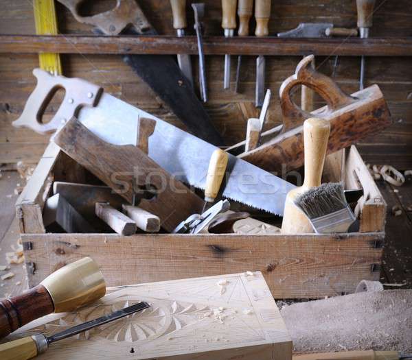 Different tools in wooden box.  Stock photo © asturianu