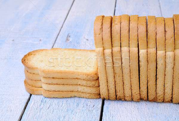 Stock foto: Geröstetes · Brot · blau · Küchentisch · Essen · Weizen