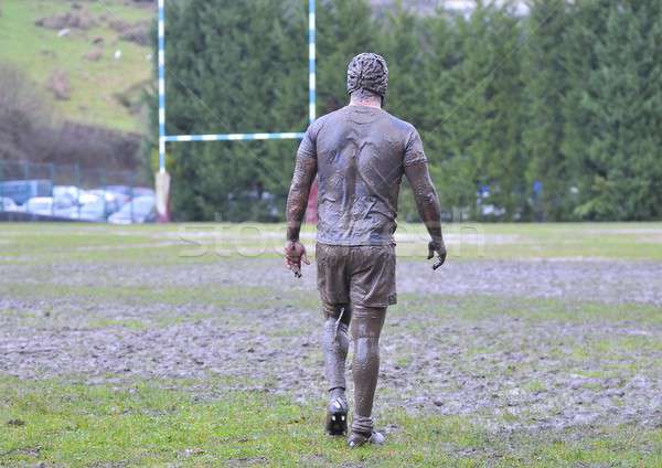 Rugby wedstrijd detail modderig laarzen lichaam Stockfoto © asturianu