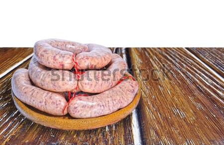 Kiełbasa przygotowany naczyń grill żywności tłuszczu Zdjęcia stock © asturianu