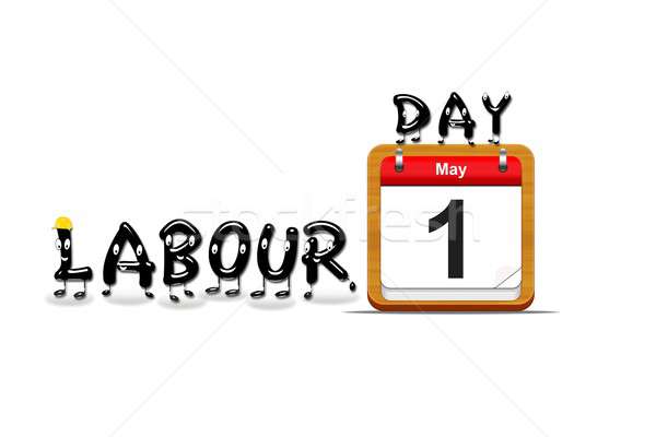 Dag van de arbeid illustratie kalender witte papier partij Stockfoto © asturianu