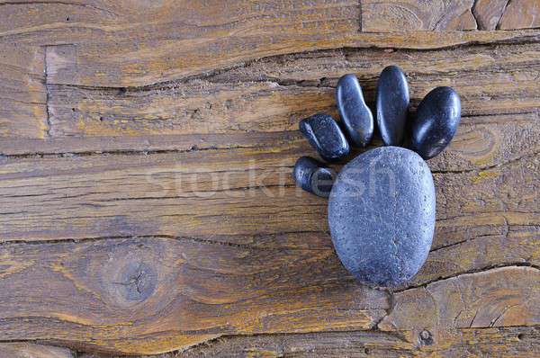 Piedras huella mesa de madera naturaleza arena Foto stock © asturianu