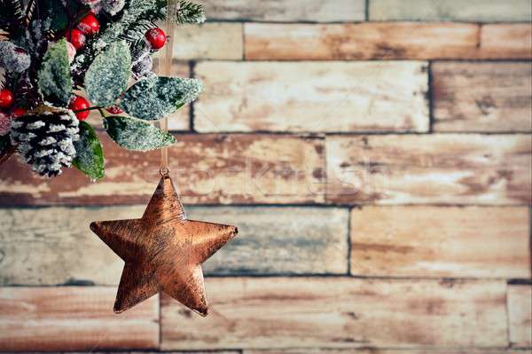 Christmas star hanging on holly berry Stock photo © asturianu