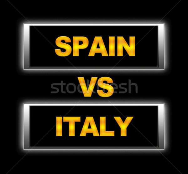 Spanyolország vs Olaszország megvilágított felirat világ Stock fotó © asturianu