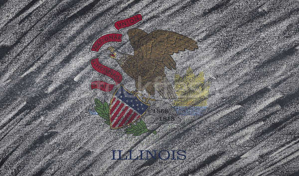 Foto stock: Illinois · bandeira · pintado · giz · lousa