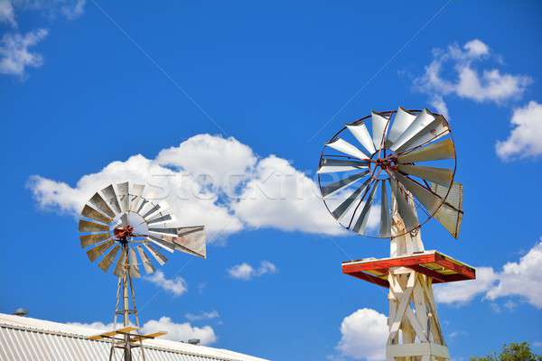 Two windmill on an agricultural farm in USA. Stock photo © asturianu