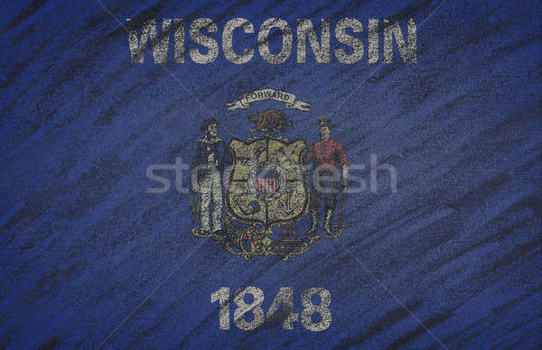 Foto stock: Wisconsin · bandeira · pintado · giz · lousa