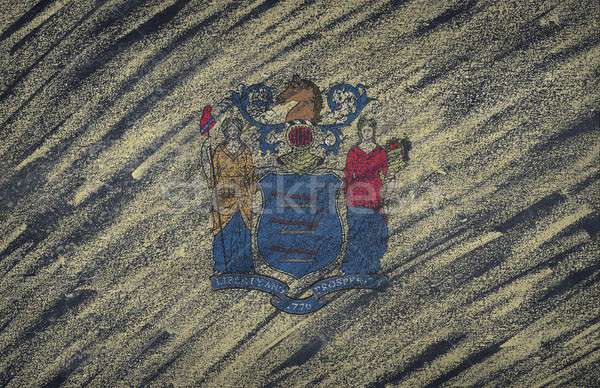 New Jersey flag painted with colored chalk on a blackboard.  Stock photo © asturianu
