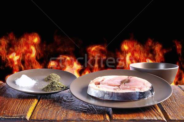 Foto stock: Branco · atum · comida · almoço · fresco · churrasco