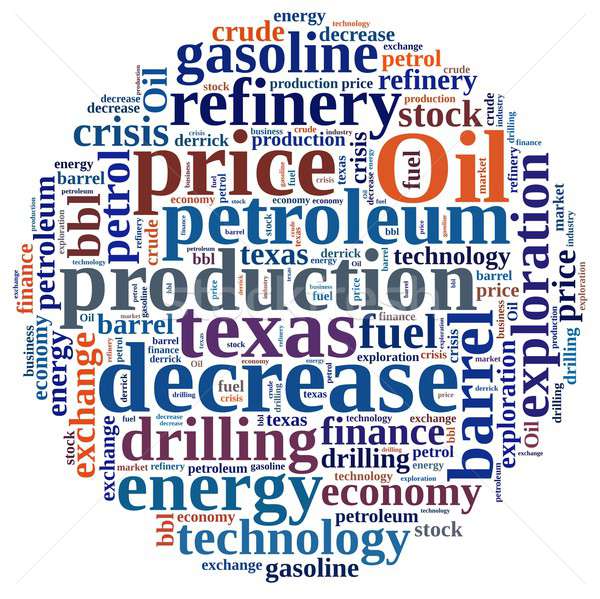 Stock photo: Word cloud on the price of oil.