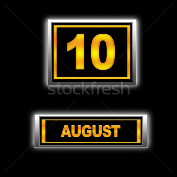 八月 10 插圖 日曆 教育 黑色 商業照片 © asturianu