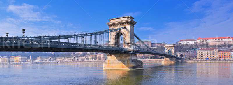 Szechenyi Chain bridge over Danube river, Budapest, Hungary. Stock photo © asturianu