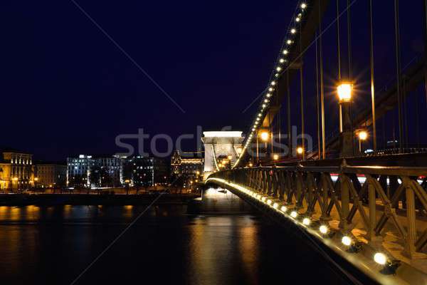 Szechenyi Chain bridge over Danube river, Budapest, Hungary. Stock photo © asturianu