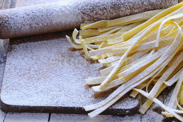 Stockfoto: Spaghetti · boord · gedekt · meel · deegrol · witte