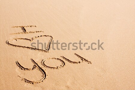 слов написанный песчаный пляж любви пляж солнце Сток-фото © avdveen