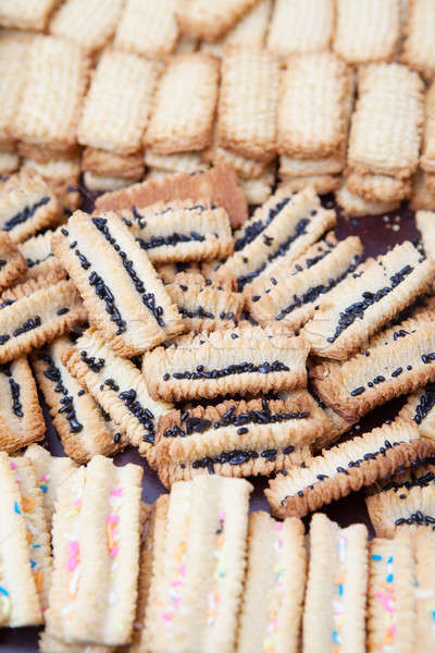 Freshly baked decorated condensed milk biscuits Stock photo © avdveen