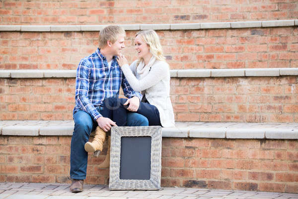 Foto stock: Atractivo · jóvenes · caucásico · Pareja · sonriendo · otro