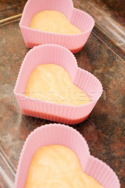 Valentin nap szív alakú csésze torták három Stock fotó © avdveen