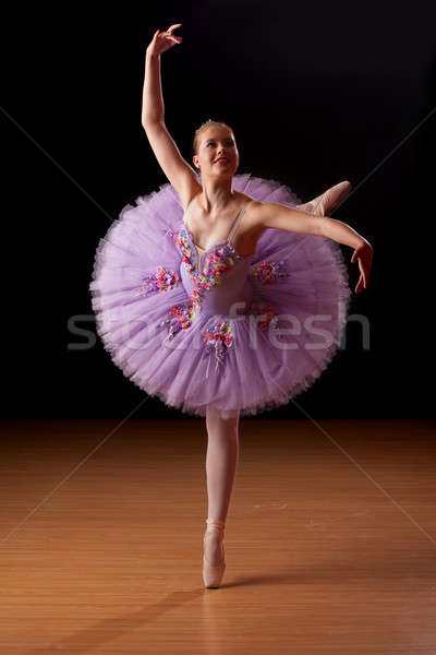 Young ballerina in studio practising Stock photo © avdveen