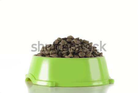 Dog food in light green bowl, white studio background Stock photo © AvHeertum