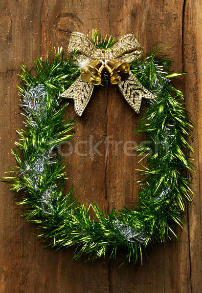 Christmas krans oude houten deur hout Stockfoto © Avlntn