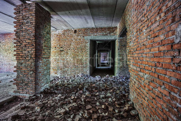 Vieux abandonné bâtiment intérieur mur Photo stock © Avlntn