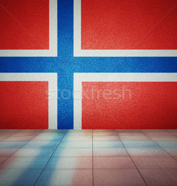 Stock fotó: Zászló · üres · szoba · Norvégia · fal · stúdió · ház