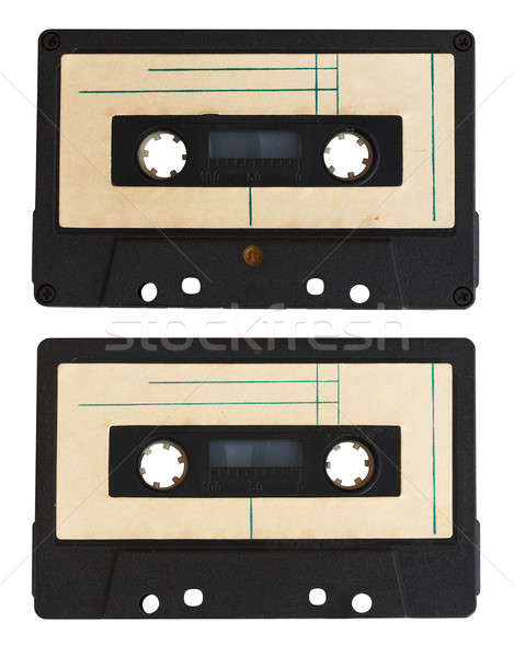 Stockfoto: Audio · cassette · geïsoleerd · witte · kant · school